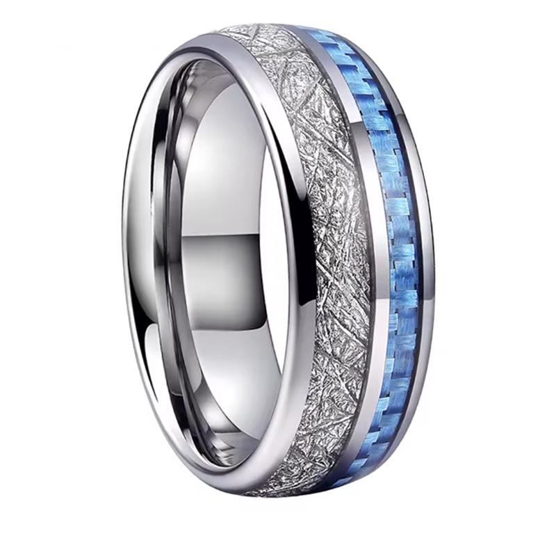 Anillos de Pareja de Acero Inoxidable con Acentos de Cielo Estrellado, Turquesa y Lámina de Oro