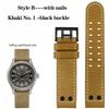 20mm 22mm Genuine Leather with Nails Watchband For Hamilton Khaki  H77616533 H70615733 Series Men's Watch Band Strap Wristband