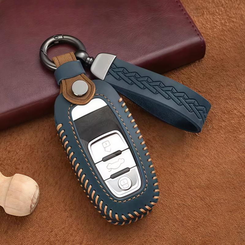 

Leather Car Key Case Cover for A1 A3 8V A4 B8 B9 A5 A6 C7 A7 A8 Q3 Q5 Q7 S4 S6 S7 S8 R8 TT Car Key Protector Shell синій