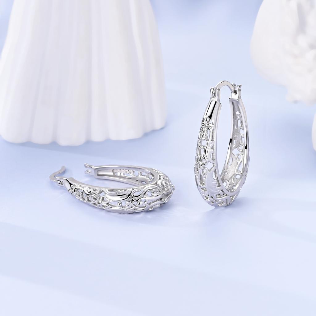 Woman Earring 925 Silver Hoop Earring Round Shape Pendientes Exquisite Jewelry