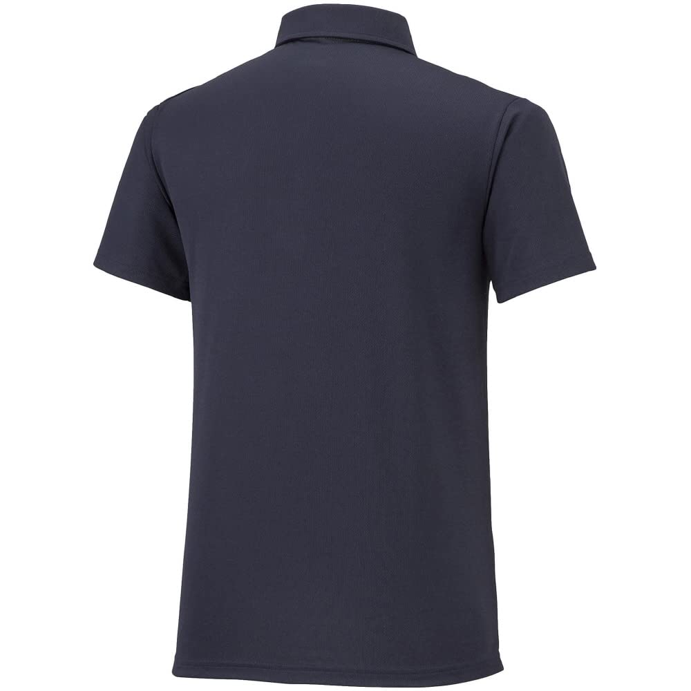 Mizuno Training Wear Polo Short Deep Size M Shirt, Button-Down, Sleeve, Moisture-Wicking, Quick-Drying, Navy/Neolime,