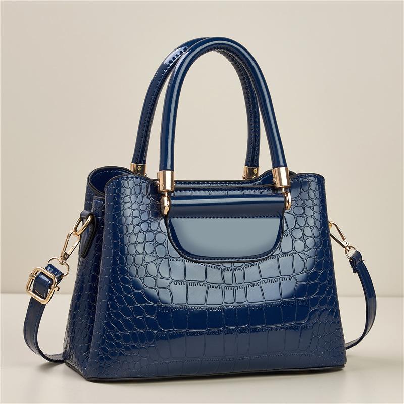 New Solid Color Women's Large Capacity Single Shoulder Crossbody Bag with Crocodile Pattern Handbag Multifunctial Fashi Bag