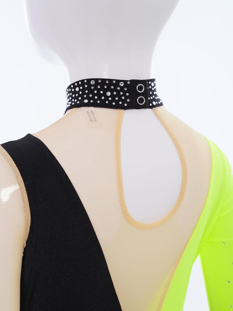 3-in-1 Performance Body für Mädchen: Perfekt für Tanz, Gymnastik & Eiskunstlauf, Mit Strasssteinen, Netzstoff & Druckknöpfen im Schritt