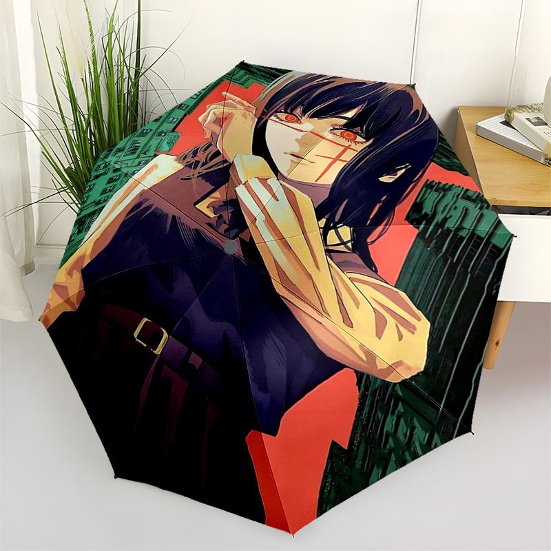 

1pc Outdoor Umbrella with Anime Character Design - Automatic Opening/Closing, Portable Tri-Fold Design, 8-Rib Iron Frame - Perfect Gift for Fans,