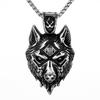Nordic Retro Stainless Steel Men's Pendant Single-sided Viking Symbol Wolf Head Necklace
