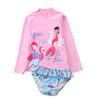 Baby Toddler Girls Rashguard Two Pieces Swimsuit Set Long Sleeve Mermaid Bathing Suits Bikini Bottoms Sun Protection Swimwear 1-10T