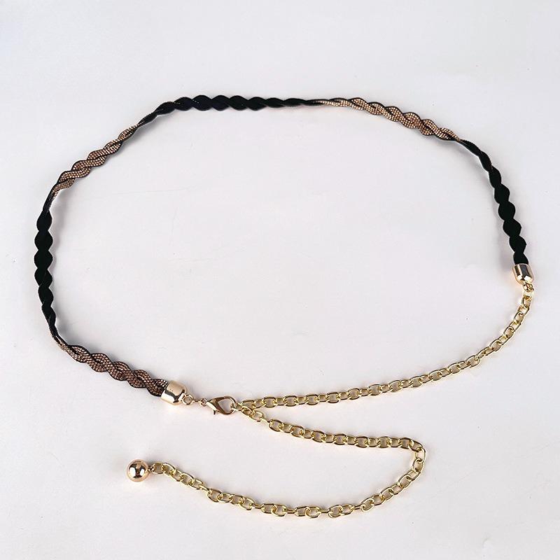 Small Fragrance Style Diamond-inlaid Women's Waist Chain Women's Belt Fashionable Women's Dress Skirt Decorative Diamonds