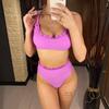 Ruffled Frilled High Waist Bikini Female Swimsuit Women Swimwear Two-pieces Bikini Set Padded Bather Bathing Suit Swim K2768C