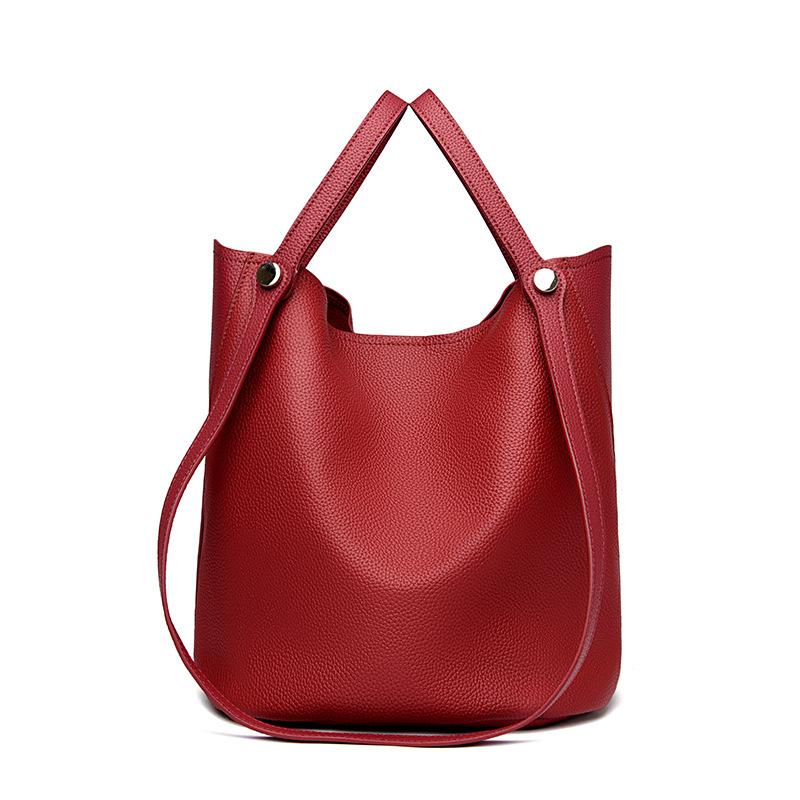 Genuine Leather Women's Bag Large Capacity Bucket Bag Tote Bag Single-shoulder Crossbody Bag High-end Handbag