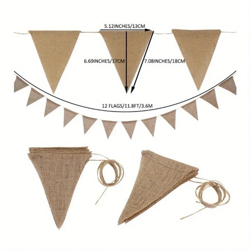 Colorful Triangle Banner - Linen Birthday Pennant Flags For Party Decor, Hanging Celebration Backdrop & Photo Booth Props