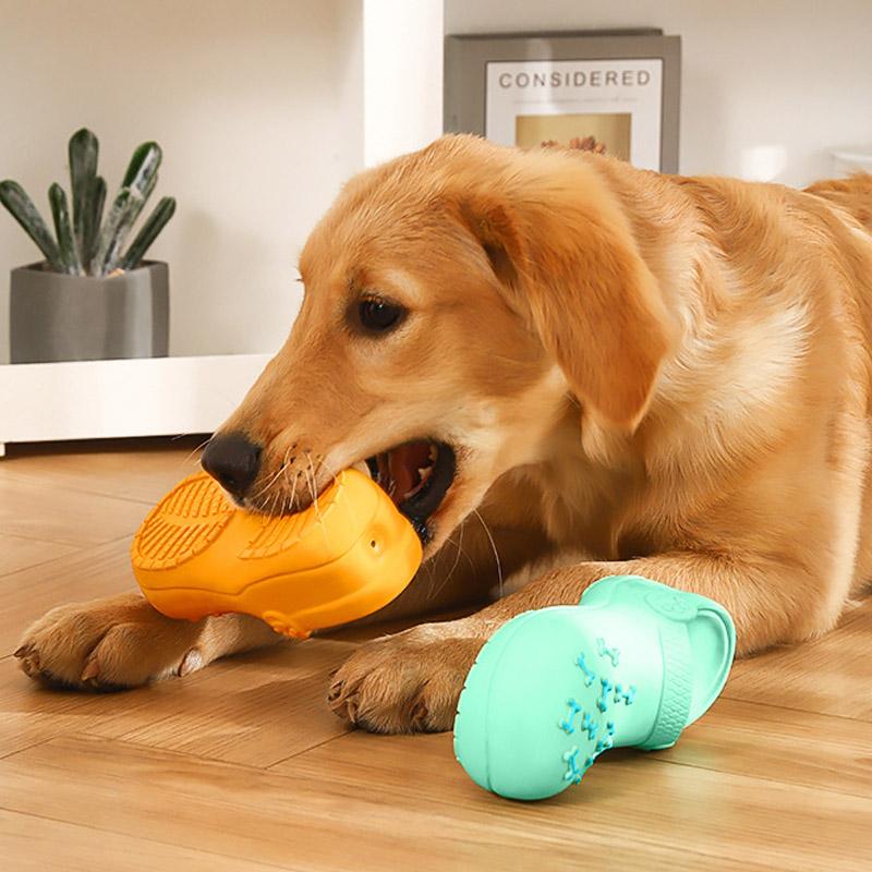Durable Rubber Slippers-Shaped Chew Toy, Teeth Cleaning & Training, for Aggressive Chewers - Rubber Slippers-Shaped Chew Toy