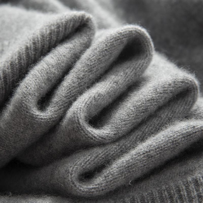 Hochwertiger Kaschmir-Strickpullover für Herren - Doppelfaden, Hoher Halbrollkragen für Herbst/Winter-Wärme