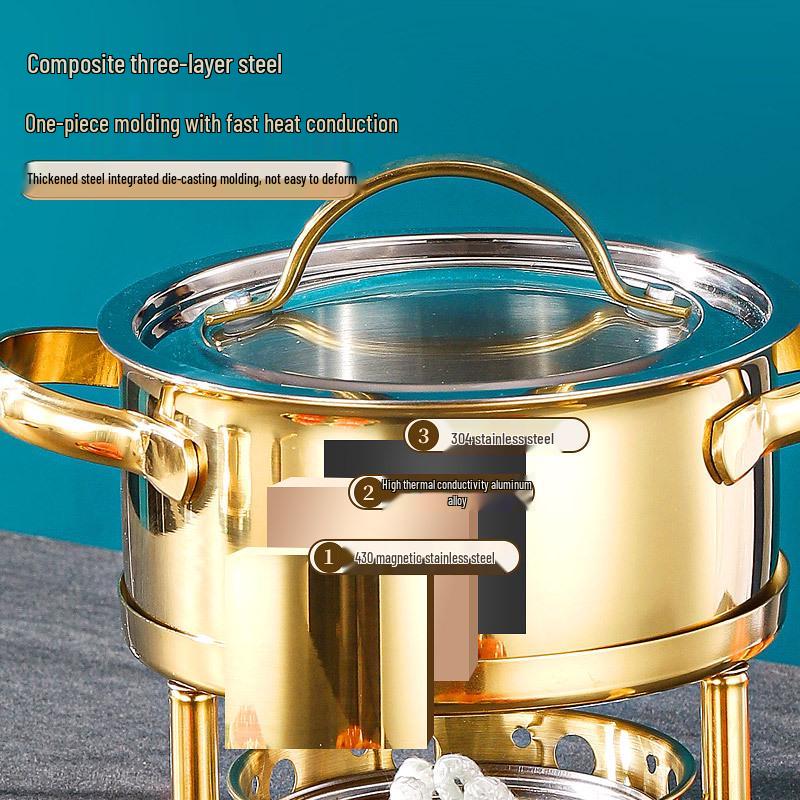 Stainless Steel Single-Person Hot Pot with Alcohol Stove - Portable Self-Service Shabu-Shabu for Home or Restaurant Use