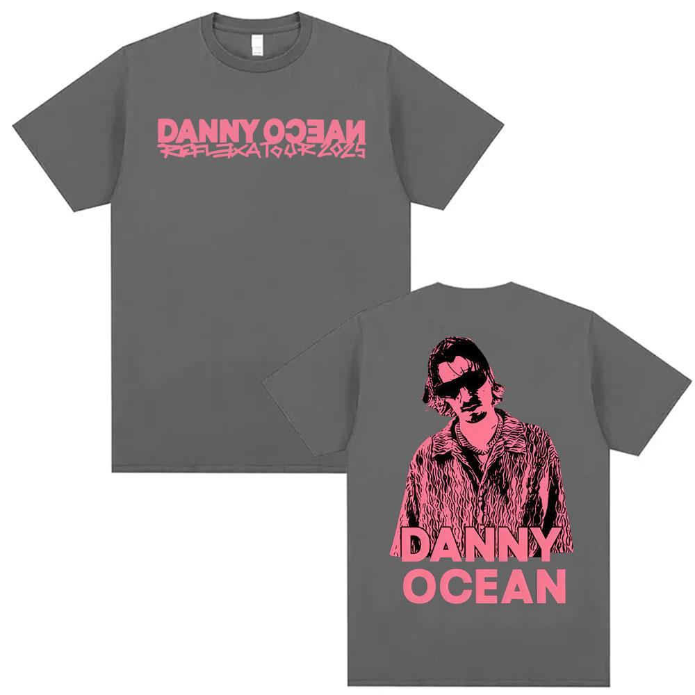 Rapper Danny Ocean Reflexa Tour Pattern Tshirt for 2026 Summer Mens Luxury Fashion Harajuku Tshirt Cotton Oversized Tshirt S