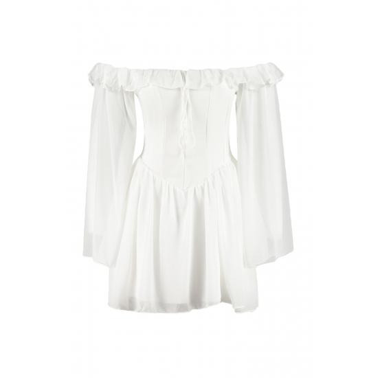 Waist Opening/Skater Lined Flared Chiffon Bridal Dress