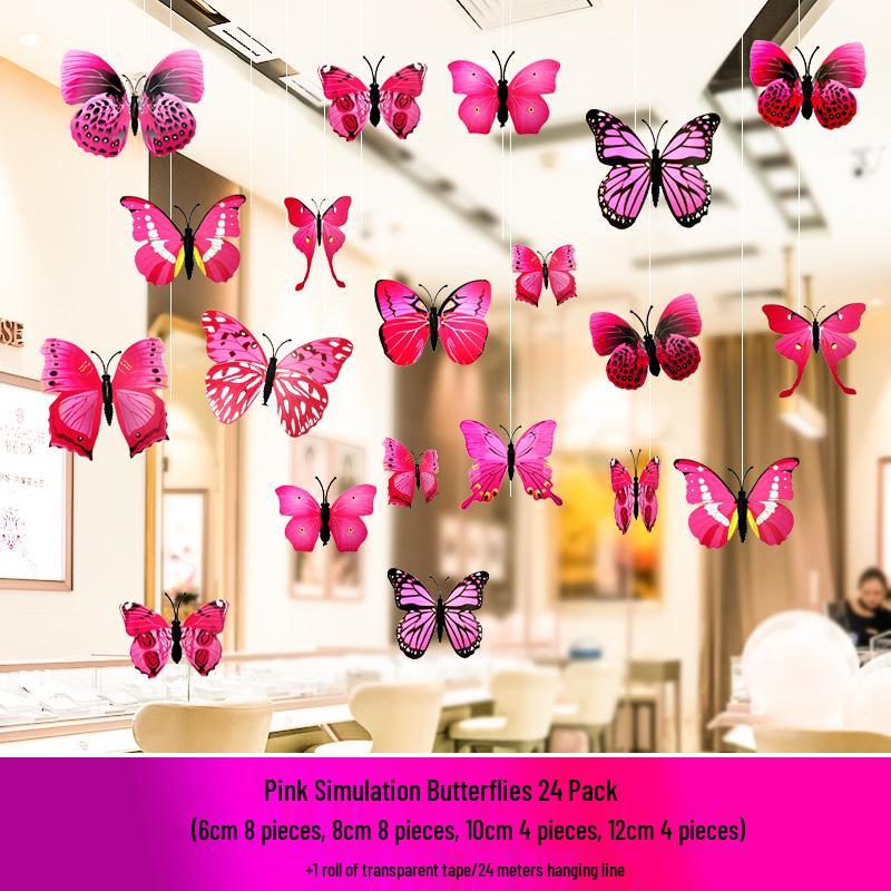Valentine's Day 3D Butterfly Hanging Decor for Restaurants and Storefronts.