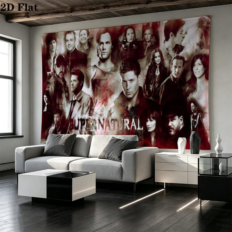 Supernatural Brothers Wall Tapestry Aesthetic Wall Hanging Printed Fabric Blanket Decorative Tapestries for Bedroom Living Room Home Decor