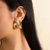 KunJoe Exquisite Gold Color Big Love Heart Stud Earrings Women Vintage Geometric Piercing Earrings New Year Jewelry Accessories