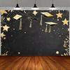 2D Flat Printing Black Gold Graduation Background Cloth for 2026 Graduation Ceremony Photoshoot