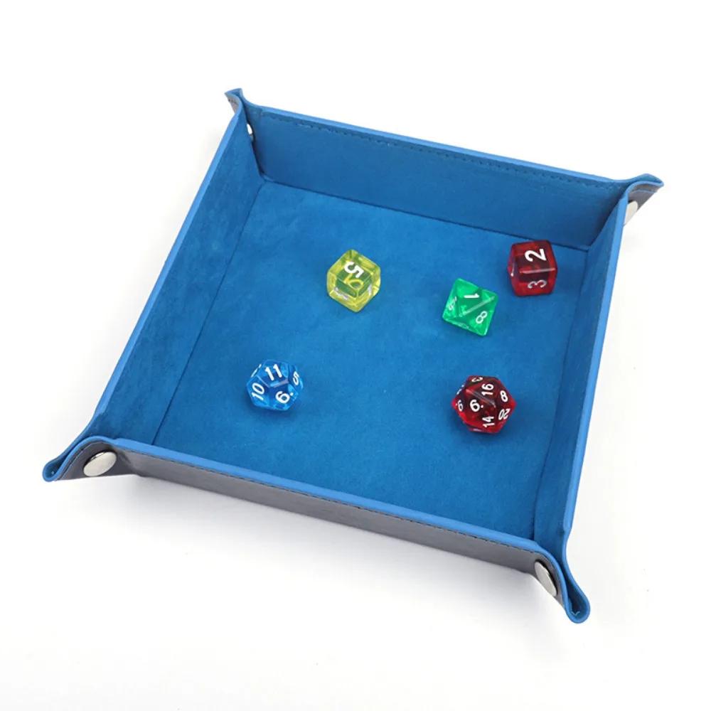 Game Hexagon Dice Rolling Folding Storage Tray Holder Creative Pu Leather Velvet Folding Tray Dice Mat Office Desktop Storage