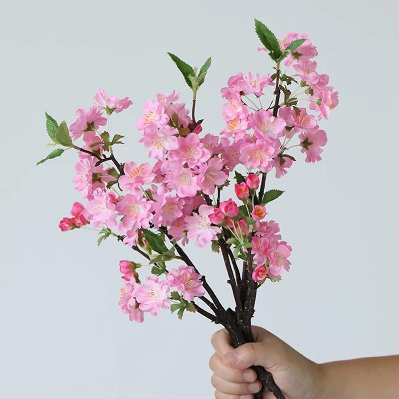 

3Pcs White Cherry Blossom Artificial Flowers Spring Home Wedding Decor Table Centerpiece Flowers Pink Japanese Aakura Floral