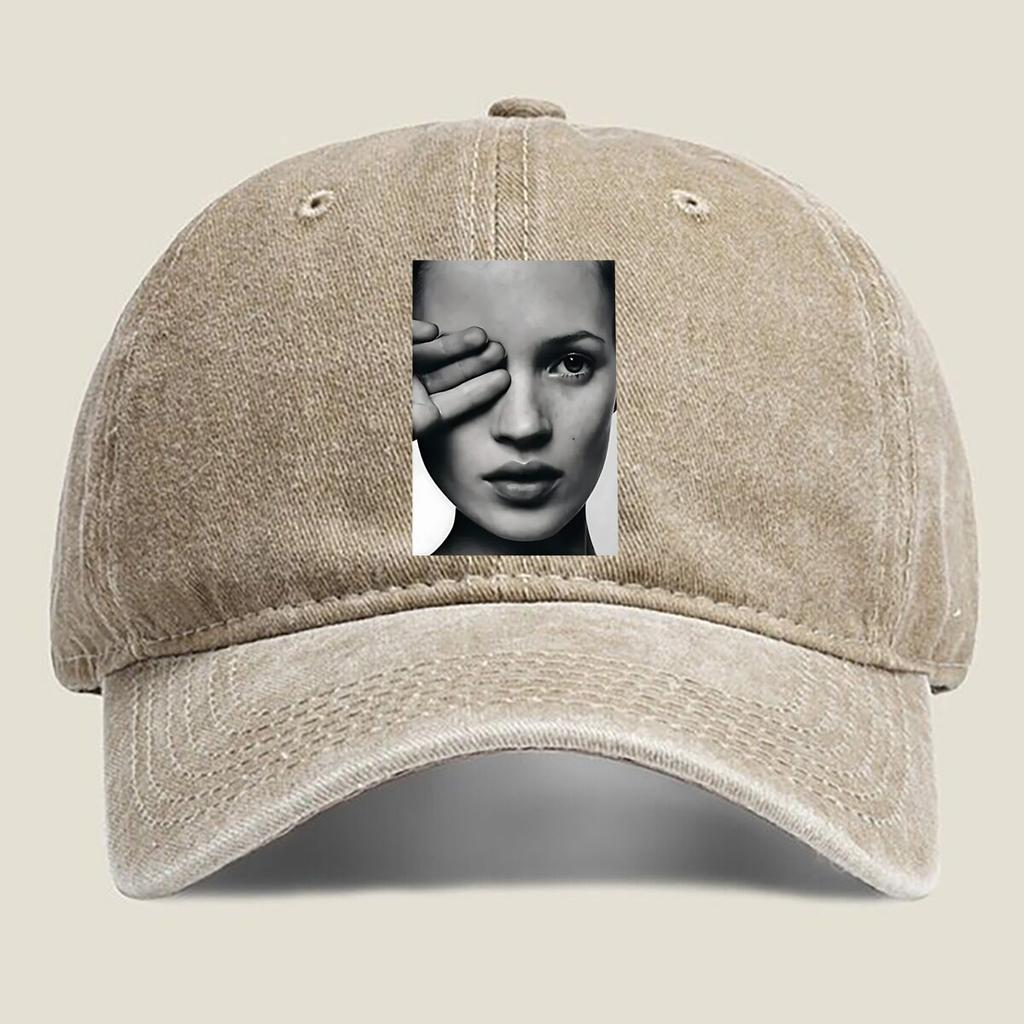 Mysterious Woman Portrait Fashion Washed Baseball Cap Hat Outdoor Activities