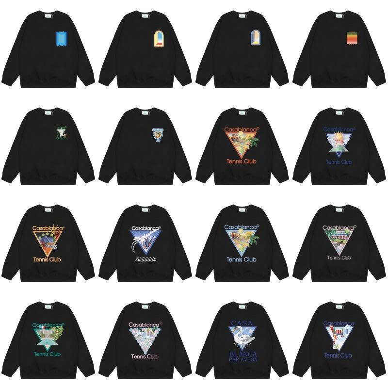 American Trendy Brand Casablanca Crew Neck Sweater Hoodie Men's Couple Ins Autumn and Winter Thickened Long-sleeved Women's T