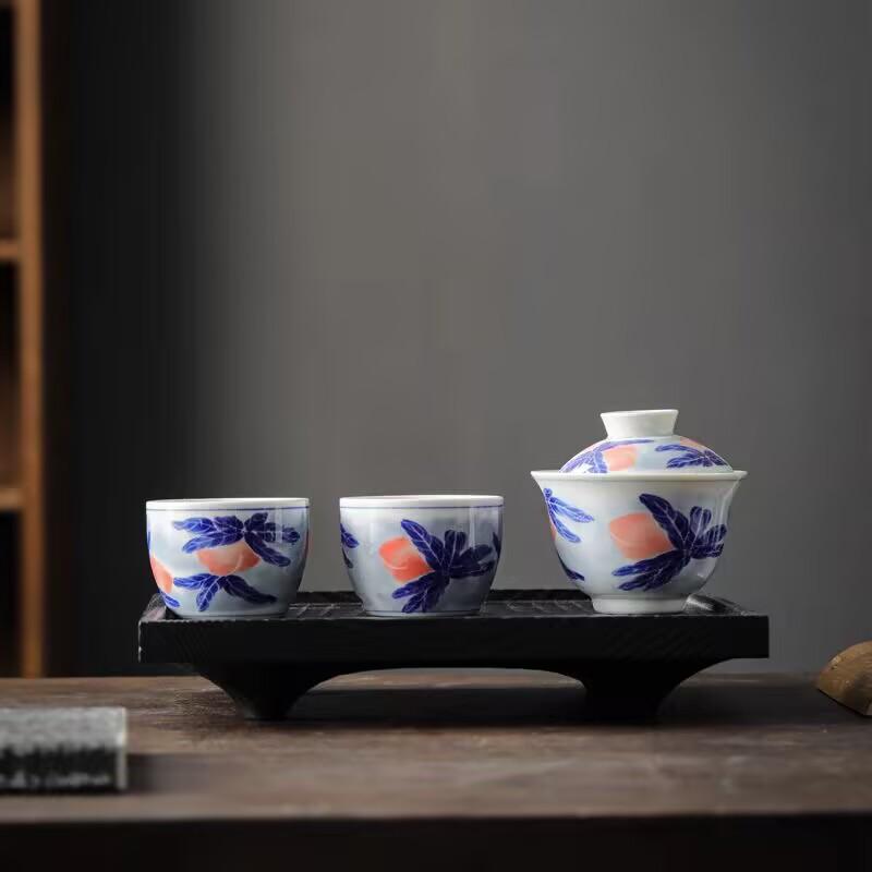 Blue And White Teacup Master Cup Single High-End Kung Fu Tea Set Ceramic Tea Cup Household Tea Cup Pair Gift Box Set