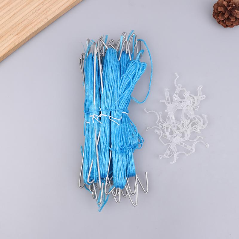 10Pcs Plant J-Hooks + 10M Rope + 20Pcs Clips Set | Tomato Grape Pepper Growing Support Clips | Garden Vine Plant Hanging