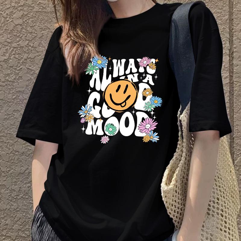 

Solid Color & Low-Maintenance Women s Loose Fit Short Sleeve T-Shirt, for Weekend Travel XXL