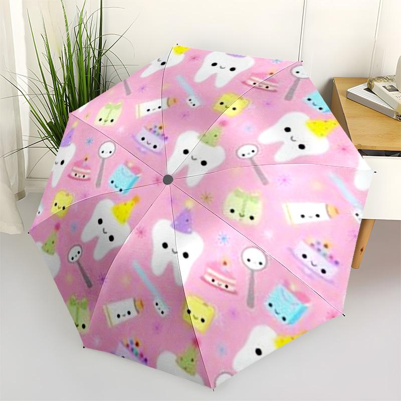 

1pc Dental Party Pattern Umbrella with Plastic Handle,Vibrant Cartoon Pattern,Multi-functional UmbrellaPT263