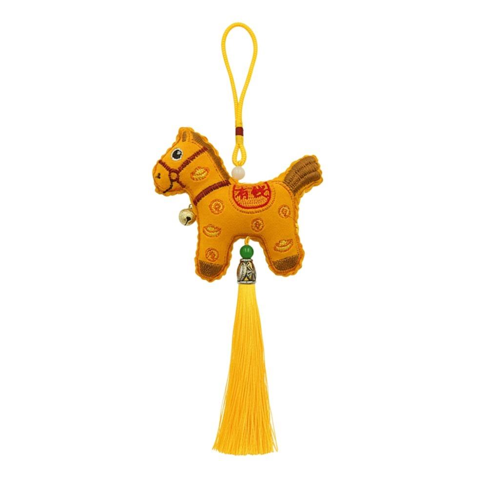 Chinese Style Pony Embroidered Pendant Tassel Zodiac Mascot New Year Horse Pendant Funny Spring Festival