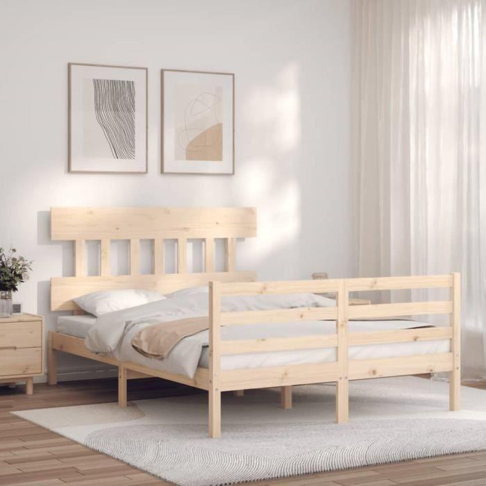 VidaXL Bed Frame with Headboard 120x200 Cm Solid Wood 3195151