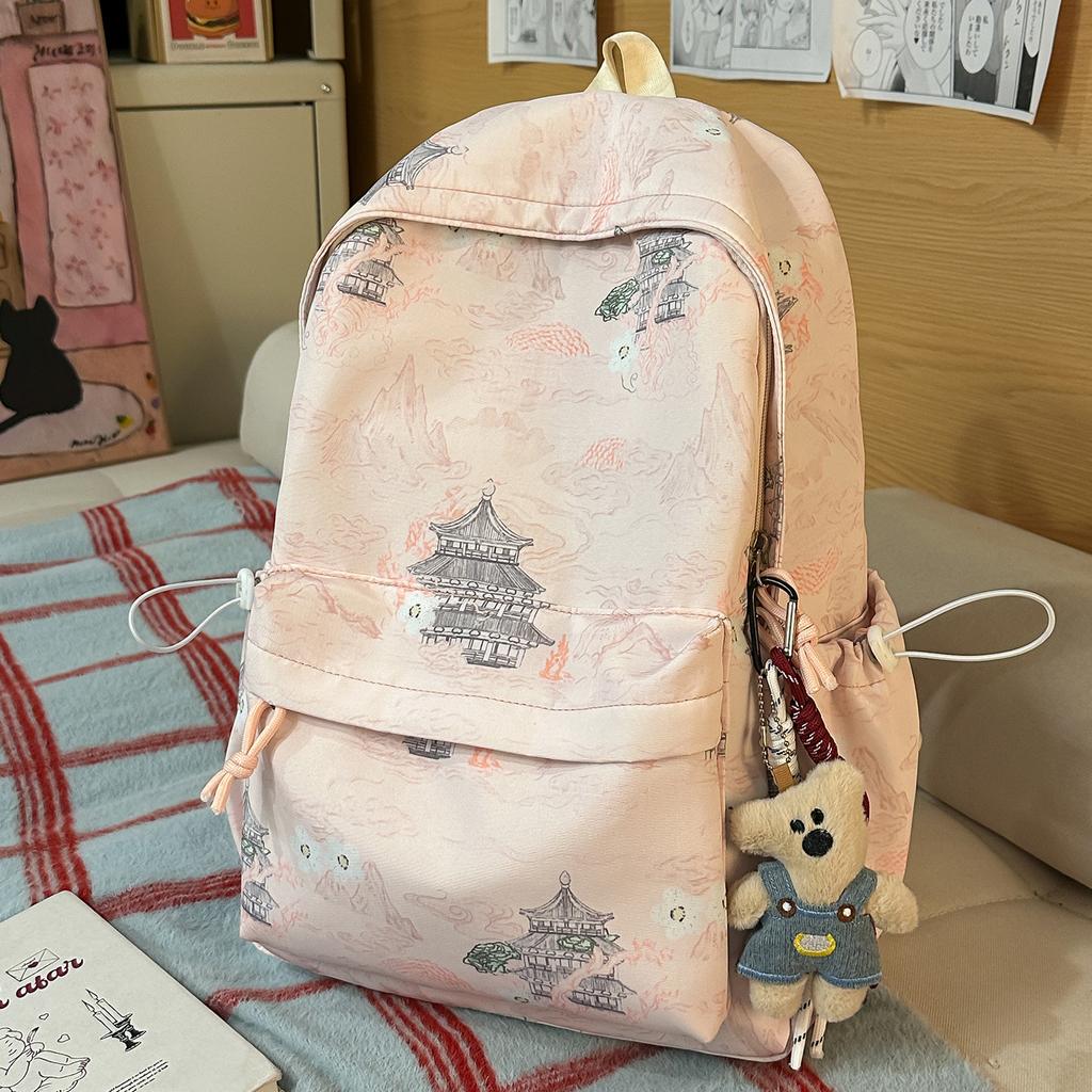Schoolbag new national style graffiti printing backpack female trendy cool high school college student schoolbag junior high school student casual