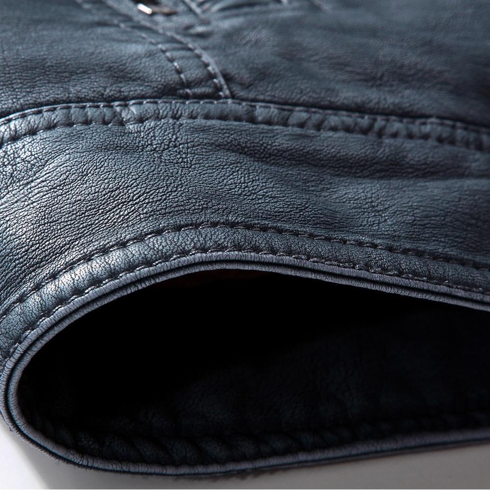 Chaqueta de cuero de PU Chaqueta de cuero de otoño e invierno para hombre Chaqueta de cuero vintage lavada acolchada