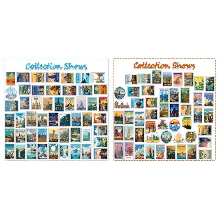 50Pieces Reusable Global Landmark Sticker World Landmark Sticker Set For Scrapbooking Decoration And School Supplies