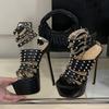 Fashion Liyke Punk Style Metal Rivets Ankel Strap 16CM Super High Heels Platform Sandals Women Sexy Peep Toe Club Strip Pole Dance Shoes