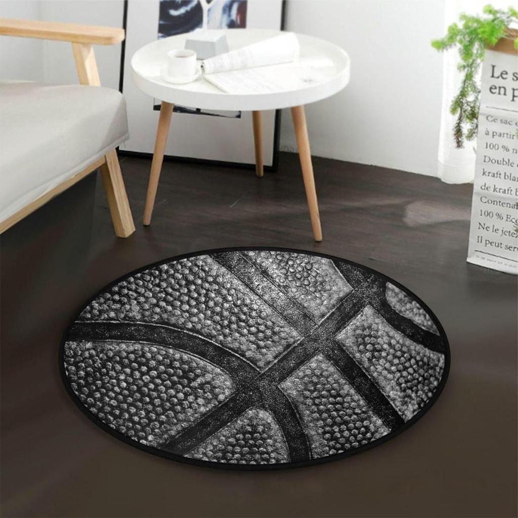 Sports Ball Realistic Basketball Baseball Soccer Round Mat Non-slip Carpet Rug for Living Game Room Home Decoration Bedroom Rugs
