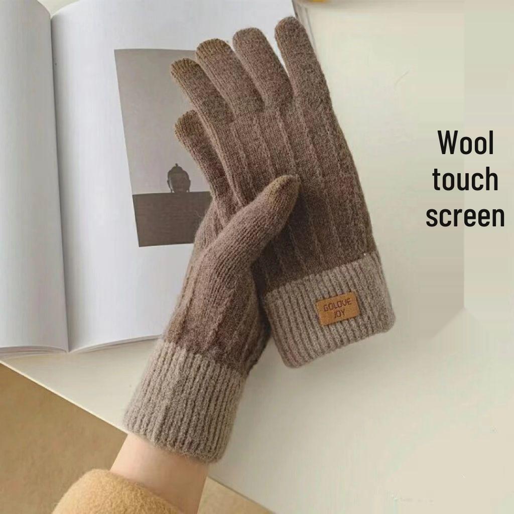 Winter Cashmere Touchscreen Cycling Gloves - Thick, Warm, Universal for Students