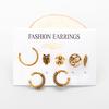 Stud Earrings Bohemian Retro Anchor Leaf Owl Set Earrings Seven-Piece Set Earrings