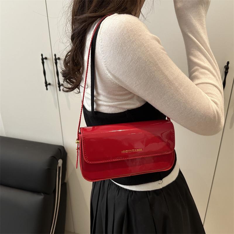 Popular summer new trend women's bags patent leather glossy shoulder bags simple handbags women