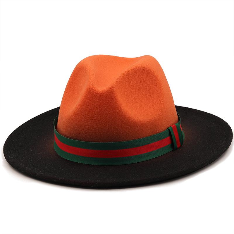 Autumn and winter men's and women's fashion spray-painted woolen jazz hat, a European, American and British style big-brimmed top hat
