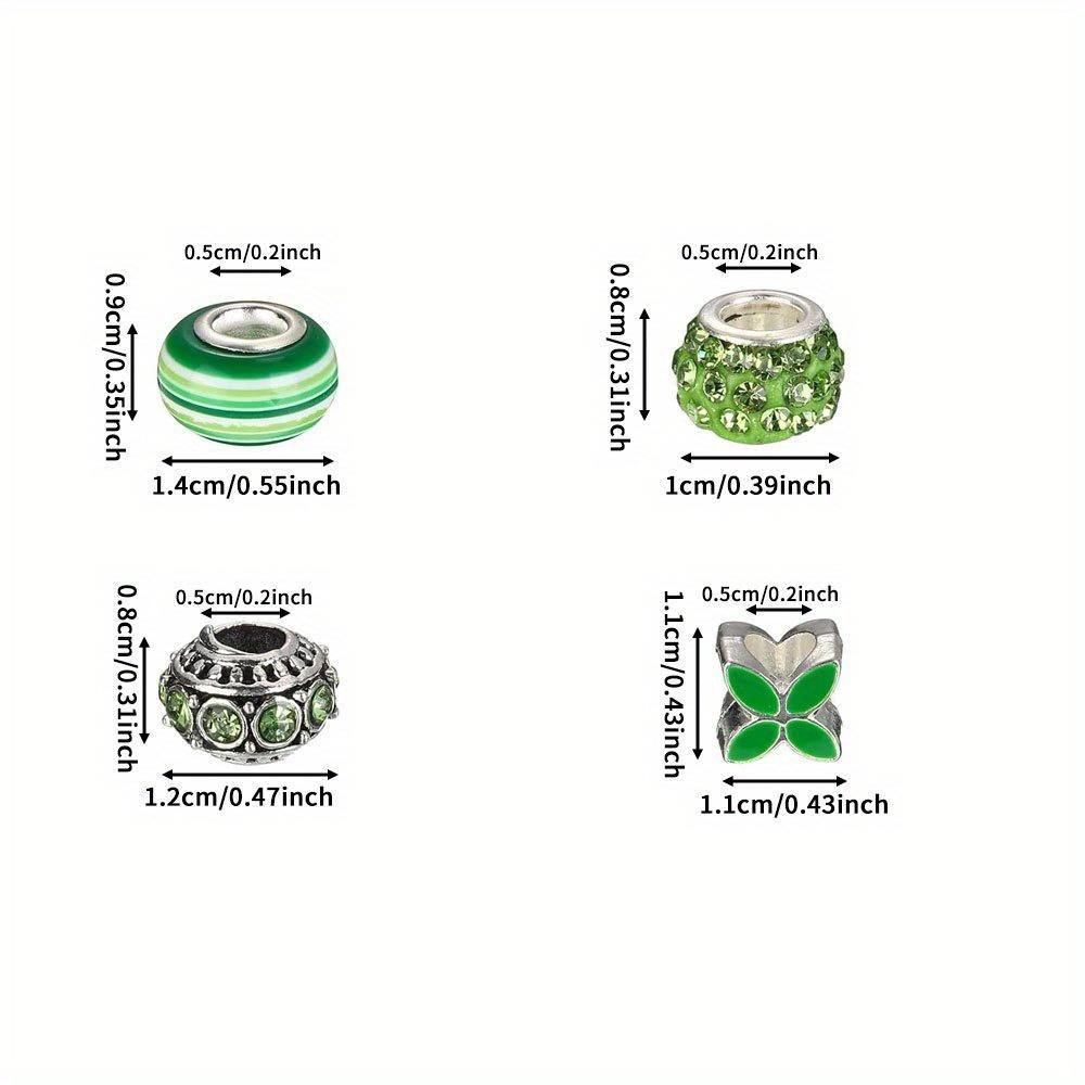 7/14/21 Stück Harzmaterial Grüne Serie Großlochperlen Zufälliger Stil Bastel Zwischenperlen DIY Armband Halskette Ohrringe Schlüsselanhänger Schmuckzubehör
