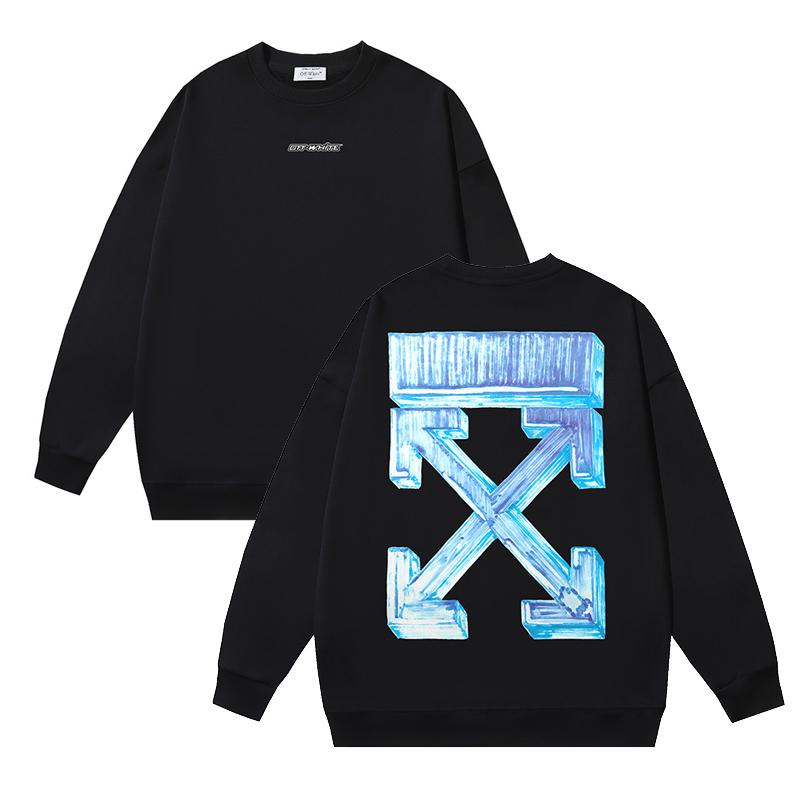 

1236 Молочно-білий 2025 Осінь та Зима Новий OW Тривимірний Квадратний Візерунок Стріли Чоловічий та Жіночий Худі з Круглим Вирізом XL