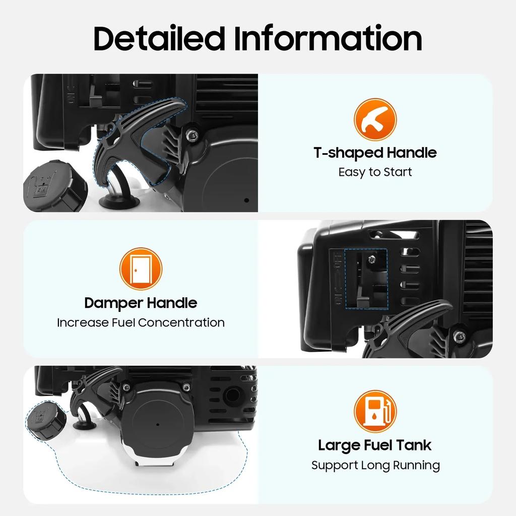49CC 2-Takt-Seilzugstarter-Motor, 7000 U/min, mit Kraftstofftank, Geeignet für Benzinroller, Minibikes, Mini-Hubschrauber