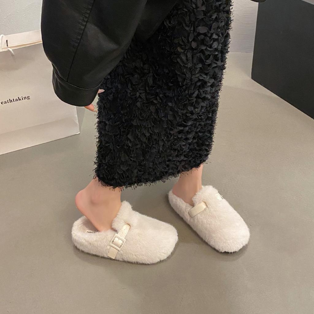 Mao Mao Slippers Women's Outer Wear 2025 New Autumn and Winter One Pedal Fashion Go Out Bag Head Half Drag Cotton Drag Mao Mao Shoes