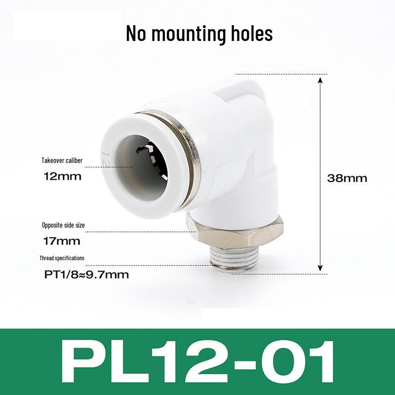 Premium White Male Thread Elbow PL8-02 Pneumatic Connector, 4-M5/6-01/10-03/12-04 Air Tube