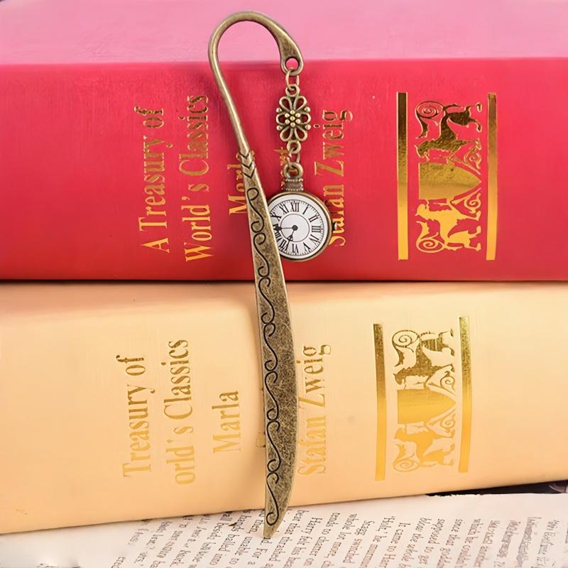 1/2pcs Vintage Metal Pocket Watch Shaped Bookmark