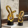 Harzhandwerk Goldene Ringe Ketten Geometrisch gewickelte Skulptur Hohlplastiken Dekorative Figuren Heimdekorationszubehör