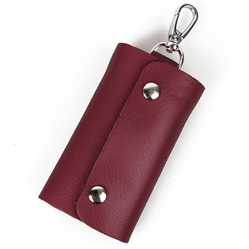 Candy Color Genuine Leather Key Bag - Unisex Cowhide Key Holder